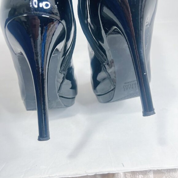 Stuart Weitzman Apollo Black Patent Leather Stiletto Boot Heeled Bootie Size 10 - Picture 9 of 13